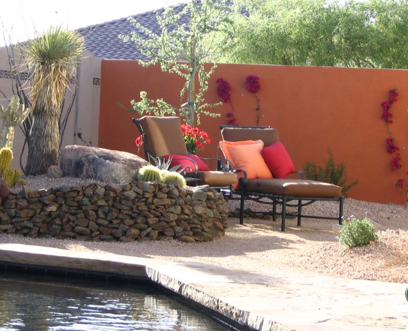 An inviting place to sit next to the pool