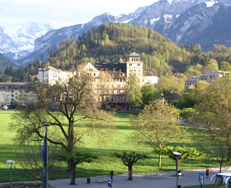 A view out our hotel room window in Interlaken